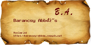 Barancsy Abbás névjegykártya